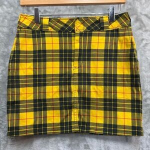 Dickies Yellow Black Plaid Mini Skirt Womens 3/26 Clueless Core Punk Schoolgirl